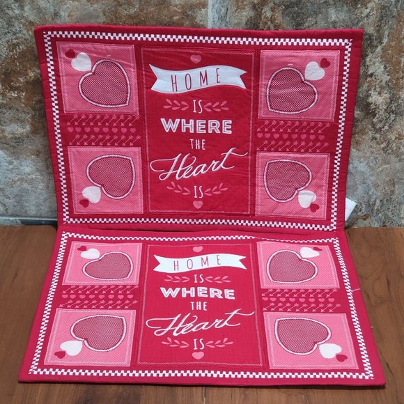 Valentines Home Is Where The Heart Is Placemat Set of 2 - Picture 1 of 11